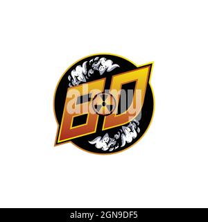 BD Logo monogram with Skull Shape designs template Stock Vector