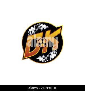 DJ Logo monogram with Skull Shape designs template vector icon modern Stock Vector