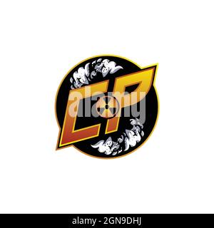 CP Logo monogram with Skull Shape designs template vector icon modern Stock Vector
