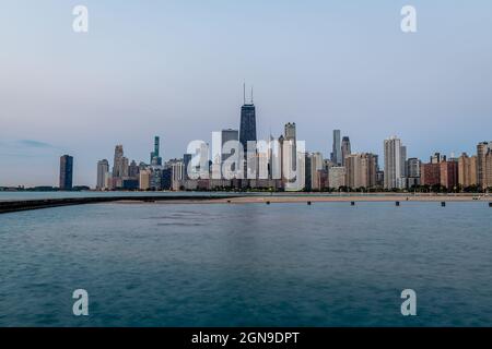 The Chicago Skyline from Fullerton & North Beach Stock Photo