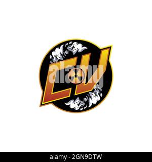 CW Logo monogram with Skull Shape designs template vector icon modern Stock Vector