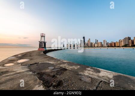 The Chicago Skyline from Fullerton & North Beach Stock Photo