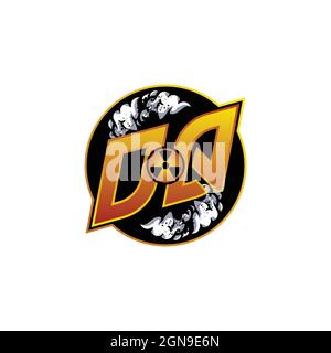 DR Logo monogram with Skull Shape designs template vector icon modern Stock Vector