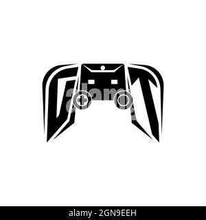 DT Initial ESport gaming logo. Game console shape style vector template Stock Vector