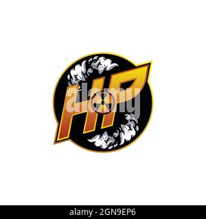 HP Logo monogram with Skull Shape designs template vector icon modern Stock Vector