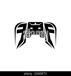 FF Initial ESport gaming logo. Game console shape style vector template Stock Vector