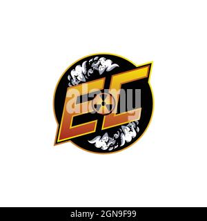 EC Logo Monogram Gaming with Gas Shape designs template vector icon modern Stock Vector