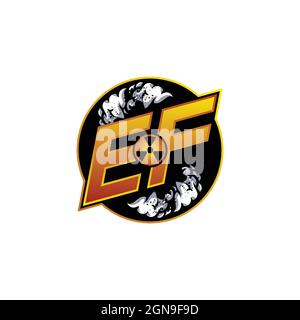 EF Logo Monogram Gaming with Gas Shape designs template vector icon modern Stock Vector