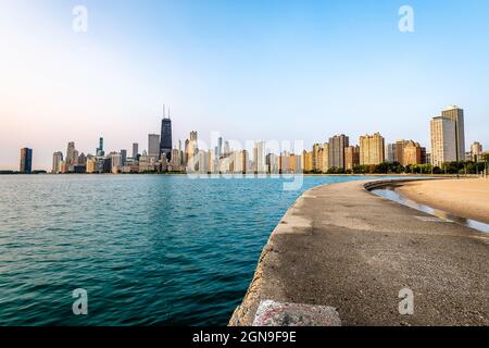 The Chicago Skyline from Fullerton & North Beach Stock Photo