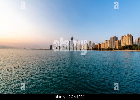 The Chicago Skyline from Fullerton & North Beach Stock Photo