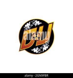 DU Logo Monogram Gaming with Gas Shape designs template vector icon modern Stock Vector