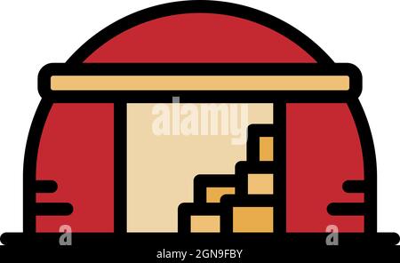 Old hangar icon. Outline old hangar vector icon color flat isolated Stock Vector