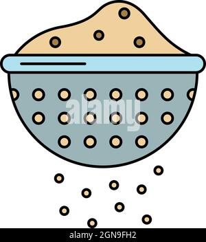 Flour sieve icon. Outline flour sieve vector icon color flat isolated Stock Vector