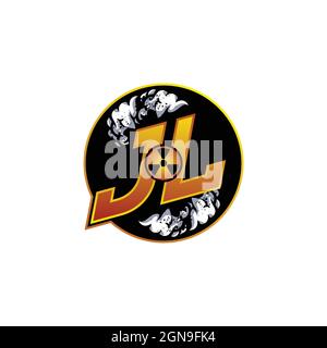 JL Logo Monogram Gaming with Gas Shape designs template vector icon modern Stock Vector
