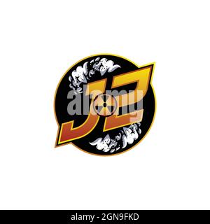 JZ Logo Monogram Gaming with Gas Shape designs template vector icon modern Stock Vector