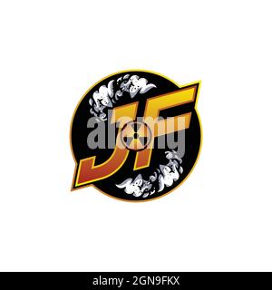 JF Logo Monogram Gaming with Gas Shape designs template vector icon modern Stock Vector