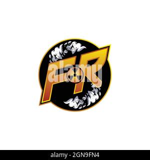 FR Logo Monogram Gaming with Gas Shape designs template vector icon modern Stock Vector