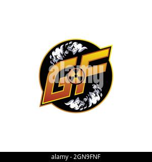 GF Logo Monogram Gaming with Gas Shape designs template vector icon modern Stock Vector