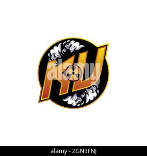 KU Logo Monogram Gaming with Gas Shape designs template vector icon modern Stock Vector