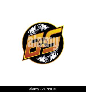 BS Logo Monogram Gaming with Gas Shape designs template vector icon modern Stock Vector