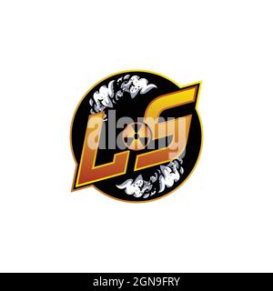 LS Logo Monogram Gaming with Gas Shape designs template vector icon modern Stock Vector