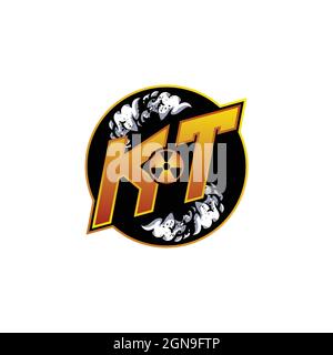 KT Logo Monogram Gaming with Gas Shape designs template vector icon modern Stock Vector