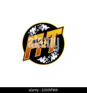 AT Logo Monogram Gaming with Gas Shape designs template vector icon modern Stock Vector