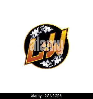 LW Logo Monogram Gaming with Gas Shape designs template vector icon modern Stock Vector