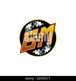 BM Logo Monogram Gaming with Gas Shape designs template vector icon modern Stock Vector