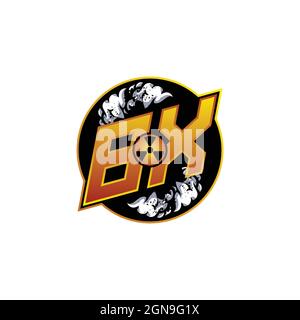 BX Logo Monogram Gaming with Gas Shape designs template vector icon modern Stock Vector