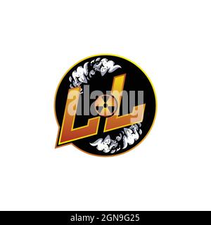LL Logo Monogram Gaming with Gas Shape designs template vector icon modern Stock Vector