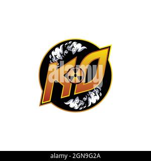 KO Logo Monogram Gaming with Gas Shape designs template vector icon modern Stock Vector