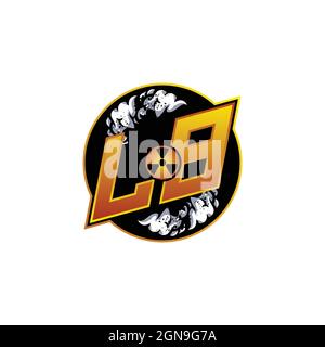 LB Logo Monogram Gaming with Gas Shape designs template vector icon modern Stock Vector