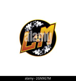 LM Logo Monogram Gaming with Gas Shape designs template vector icon modern Stock Vector