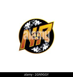NR Logo Monogram Gaming with Gas Shape designs template vector icon modern Stock Vector