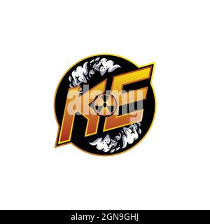 KE Logo Monogram Gaming with Gas Shape designs template vector icon modern Stock Vector