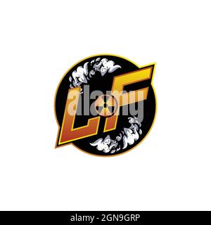 LF Logo Monogram Gaming with Gas Shape designs template vector icon modern Stock Vector