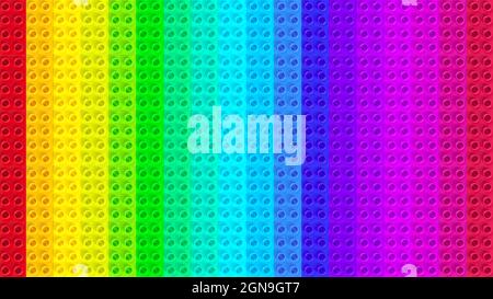 Lego Bricks in the Form of a Rainbow Pattern. 3d illustration, Ultra HD 8K 7680x4320 Stock Photo