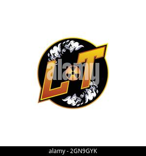 LT Logo Monogram Gaming with Gas Shape designs template vector icon modern Stock Vector