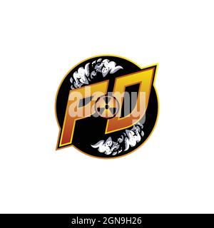 PD Logo Monogram Gaming with Gas Shape designs template vector icon modern Stock Vector