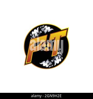 PT Logo Monogram Gaming with Gas Shape designs template vector icon modern Stock Vector