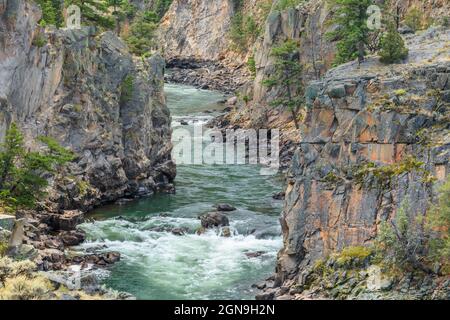 black canyon of the yellowstone river in yellowstone national park near gardiner, montana Stock Photo