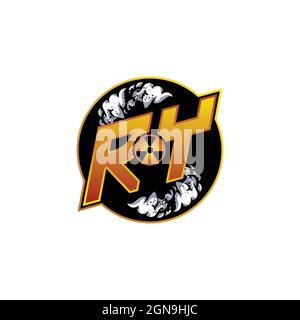RY Logo Monogram Gaming with Gas Shape designs template vector icon modern Stock Vector