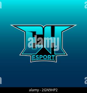 EH Logo ESport Gaming Initial with Blue Light Color design vector template Stock Vector
