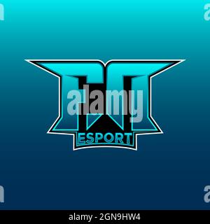 FN Logo ESport Gaming Initial with Blue Light Color design vector template Stock Vector
