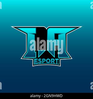 IA Logo ESport Gaming Initial with Blue Light Color design vector template Stock Vector