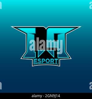 IP Logo ESport Gaming Initial with Blue Light Color design vector template Stock Vector
