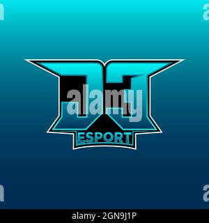JE Logo ESport Gaming Initial with Blue Light Color design vector template Stock Vector