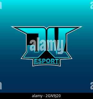 JV Logo ESport Gaming Initial with Blue Light Color design vector template Stock Vector