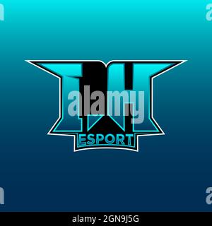 IH Logo ESport Gaming Initial with Blue Light Color design vector template Stock Vector